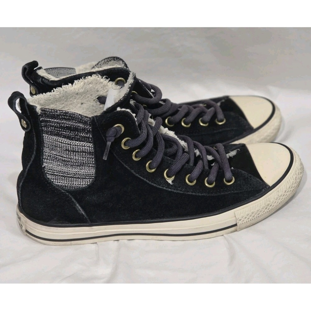 Converse All Star Chuck Taylor Chelsee High Top Sneakers Womens 10 Black Suede - Picture 2 of 7